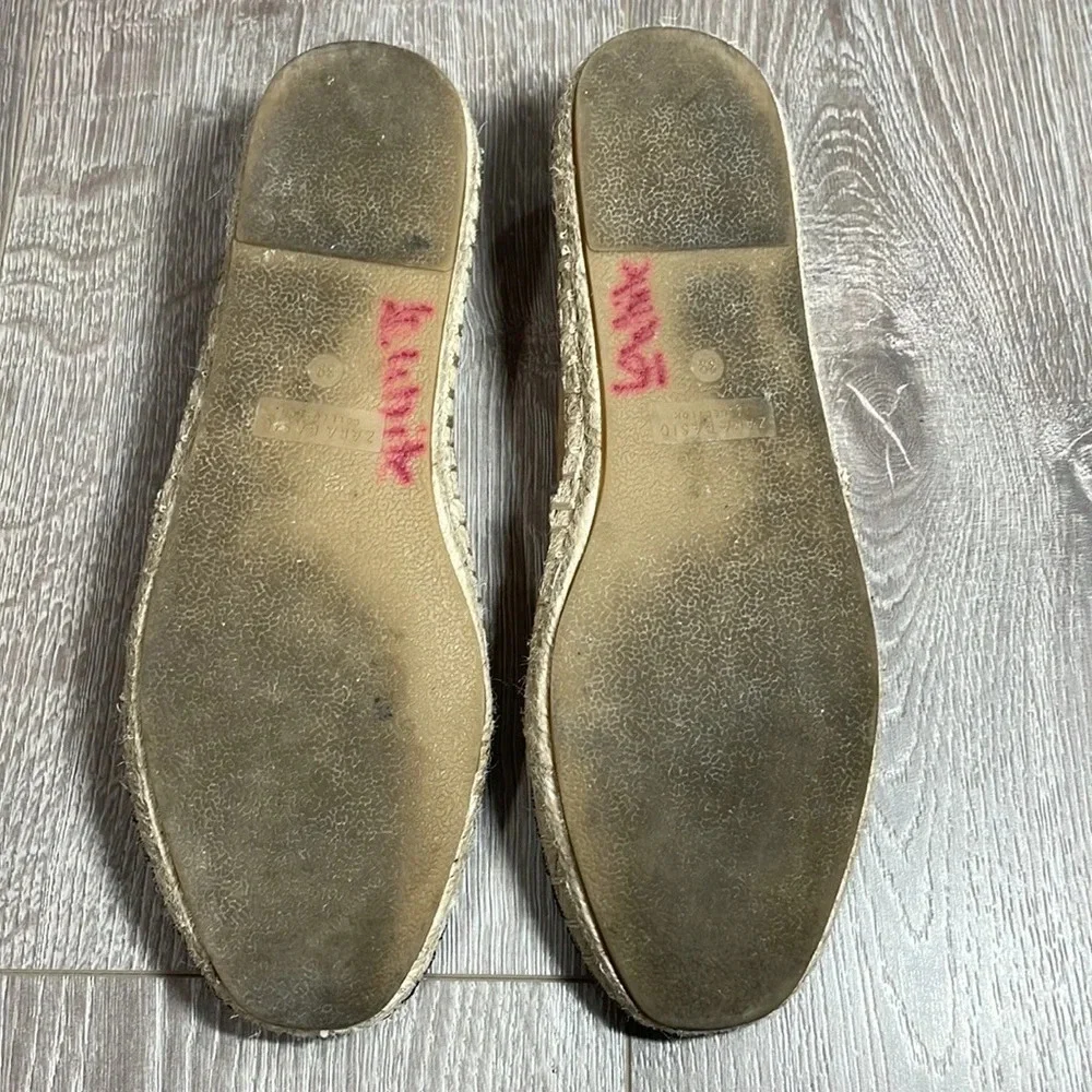 Zara Basic Faux Suede Espadrilles Slip On Flats Black Tan 8.5 (39)